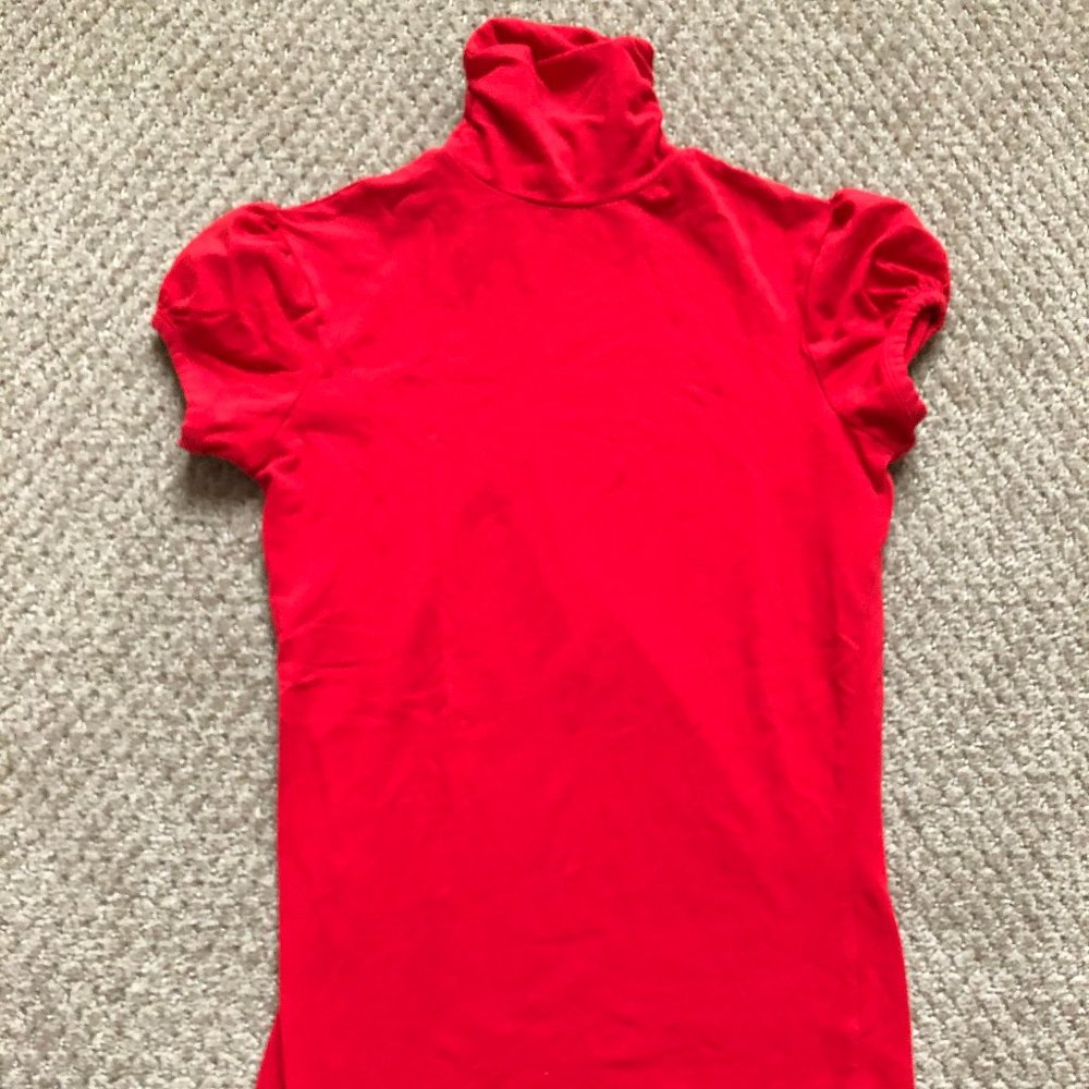 Red Turtleneck Cotton Shirt